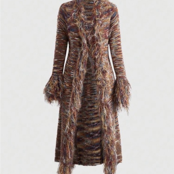 Dollcake Sweaters - Multicolor Fringe Cardigan Jacket